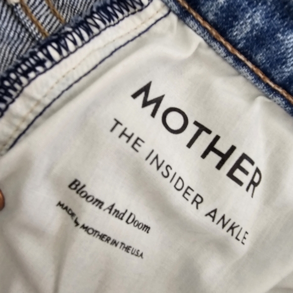 MOTHER The Insider Ankle Bloom And Doom Distressed Flare Blue Jeans 26 Preowned - Picture 9 of 11